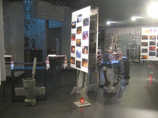 Inside the Holodomor museum, with Euromaidan pictures on posters