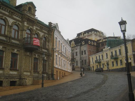 On a foggy winter weekday, the road up to the main part of the city is nearly deserted; many of the houses may be too.