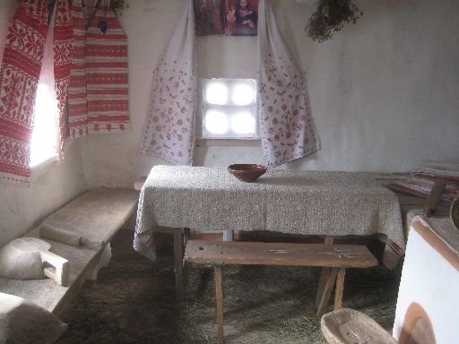 Inside a recreation of a Dnieper-region home